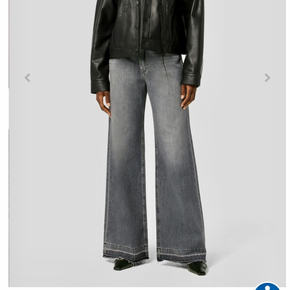 Hudson Jodie high-rise wide leg jean in destructed black, 27